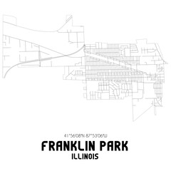 Franklin Park Illinois. US street map with black and white lines.