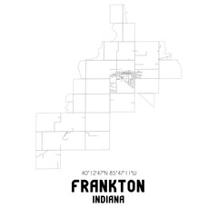 Frankton Indiana. US street map with black and white lines.