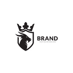 goat head shield sport logo with black color and white background black logo icon designs vector illustration