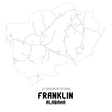 Franklin Alabama. US street map with black and white lines.