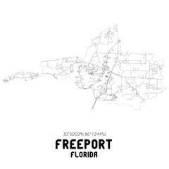 Freeport Florida. US street map with black and white lines.