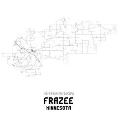 Frazee Minnesota. US street map with black and white lines.