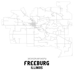 Fototapeta na wymiar Freeburg Illinois. US street map with black and white lines.