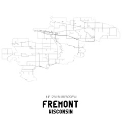 Fremont Wisconsin. US street map with black and white lines.