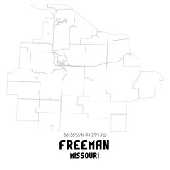 Freeman Missouri. US street map with black and white lines.