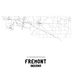 Fototapeta premium Fremont Indiana. US street map with black and white lines.