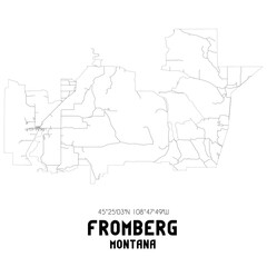 Fromberg Montana. US street map with black and white lines.