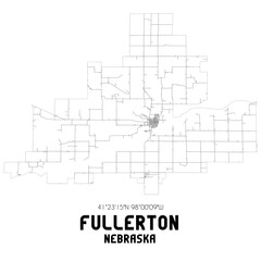 Fullerton Nebraska. US street map with black and white lines.