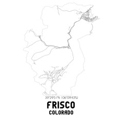Frisco Colorado. US street map with black and white lines.