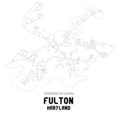 Fulton Maryland. US street map with black and white lines.