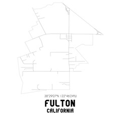 Fulton California. US street map with black and white lines.
