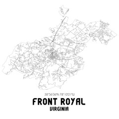Fototapeta premium Front Royal Virginia. US street map with black and white lines.