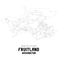 Fototapeta na wymiar Fruitland Washington. US street map with black and white lines.