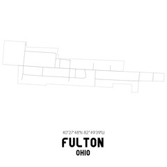 Fulton Ohio. US street map with black and white lines.