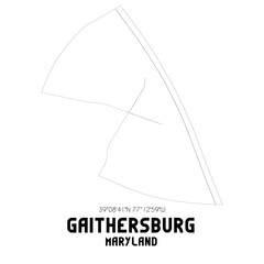 Gaithersburg Maryland. US street map with black and white lines.