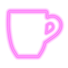 The shape of the mug, the neon pink contour isolated on white