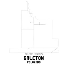 Galeton Colorado. US street map with black and white lines.
