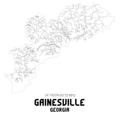 Gainesville Georgia. US street map with black and white lines.
