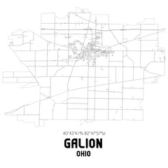 Galion Ohio. US street map with black and white lines. - obrazy, fototapety, plakaty