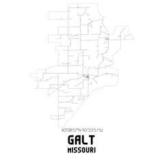 Obraz premium Galt Missouri. US street map with black and white lines.