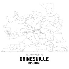 Gainesville Missouri. US street map with black and white lines.