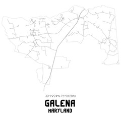 Galena Maryland. US street map with black and white lines.