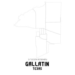 Gallatin Texas. US street map with black and white lines.