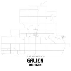 Galien Michigan. US street map with black and white lines.