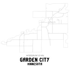 Garden City Minnesota. US street map with black and white lines.