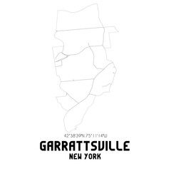 Garrattsville New York. US street map with black and white lines.