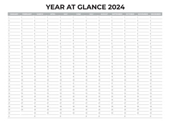 simple year at glance 2024, yearly plan
