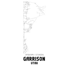 Garrison Utah. US street map with black and white lines.