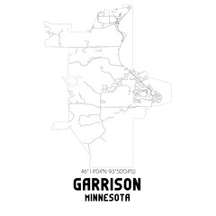 Garrison Minnesota. US street map with black and white lines.