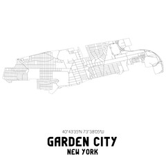 Garden City New York. US street map with black and white lines.