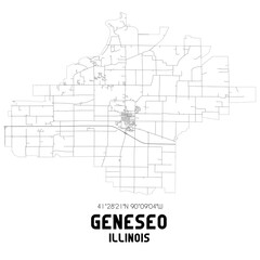 Geneseo Illinois. US street map with black and white lines.