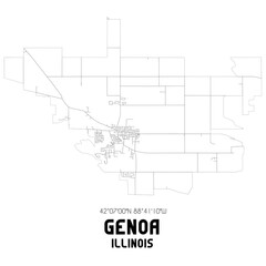 Obraz premium Genoa Illinois. US street map with black and white lines.