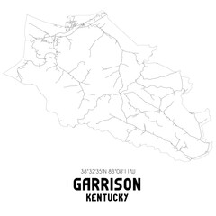 Garrison Kentucky. US street map with black and white lines.