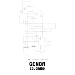 Genoa Colorado. US street map with black and white lines.