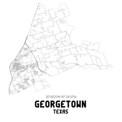 Obraz premium Georgetown Texas. US street map with black and white lines.