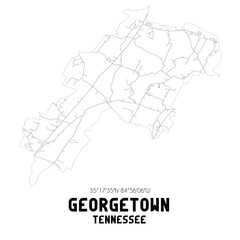 Georgetown Tennessee. US street map with black and white lines.