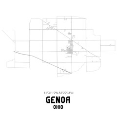 Obraz premium Genoa Ohio. US street map with black and white lines.