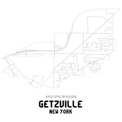 Getzville New York. US street map with black and white lines.