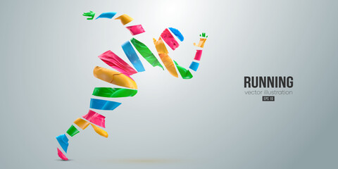 Abstract silhouette of a running athlete on white background. Runner man are running sprint or marathon. Vector illustration