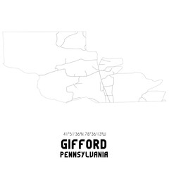 Gifford Pennsylvania. US street map with black and white lines.