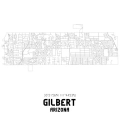 Gilbert Arizona. US street map with black and white lines.