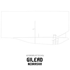 Gilead Nebraska. US street map with black and white lines.