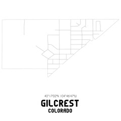 Gilcrest Colorado. US street map with black and white lines.