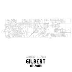 Gilbert Arizona. US street map with black and white lines.