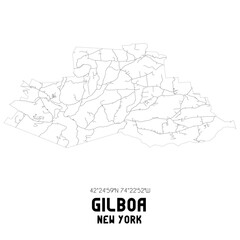 Gilboa New York. US street map with black and white lines.