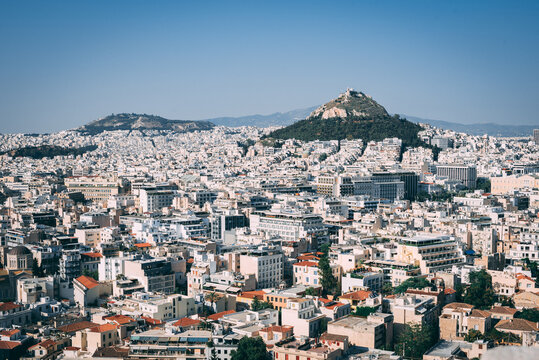Athens Panorama: Ancient Cityscape Framed by Greek Mountains